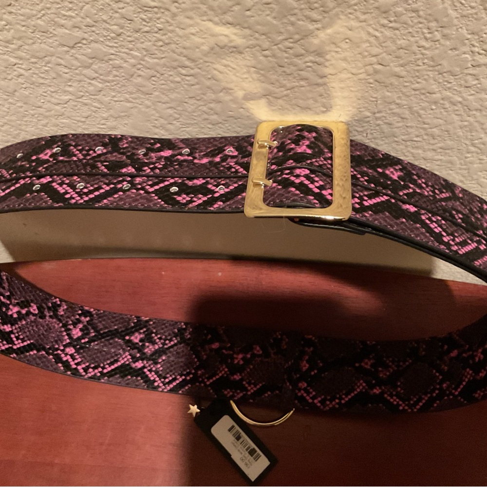 Alia Pink and Black Snake Pattern Belt- NWT